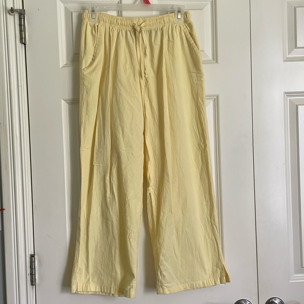 Yellow Wide Leg Linen Pants
